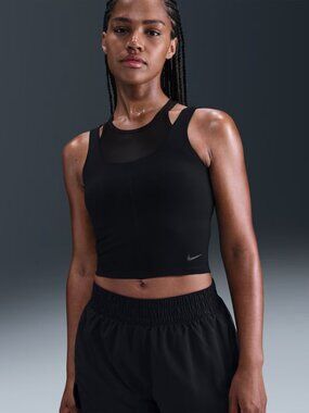 NWT Nike One Fitted Women's Dri-FIT Cropped Tank Top - Size Medium - Black
